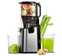 Juicer Machines, EUHOMY 5.8" Wide Feed Chute Cold Press Juicer for Whole Vegetables & Fruits with 400W, High Juice Yield, Easy to clean, Black Stainless Steel