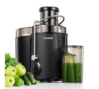 Juicer Machines, FOHERE Centrifugal Juicer Extractor Max Power 900W,Large 3” Feed Chute for Whole Fruit and Vegetables,3 Speed Control, 400w Motor,Cleaning Brush and Recipe Included (Black)