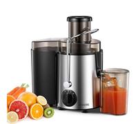 Juicer Machines, FOHERE Centrifugal Juicer Extractor Max Power 900W,Large 3” Feed Chute for Whole Fruit and Vegetables,3 Speed Control, 400w Motor,Cleaning Brush and Recipe Included (Silver)