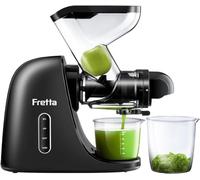 juicer Machines, Fretta 75MM Wide Dual Feed Chute Slow juicer, High Nutrition Juicer Slow Masticating with 2-Speed Modes & Automatic Reverse Function (Pure Black)