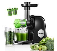 Juicer Machines, HOUSNAT Slow Masticating Juicers Whole Fruit and Vegetable, Professional Cold Press Juicer Extractor with Quiet Motor and Reverse Function Easy to Clean, Brush & Recipes Included
