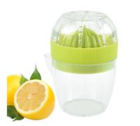Juicer Manual - Handheld Lemon Lime Press with Closed Container, Removable Strainer Insert | Easy Square Extractor, Durable Juice Station, Picnic Citrus Crank Outdoor