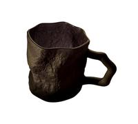 Juices 7Oz Glacier Texture Drinking Glass, Solid Clear Cups with Handle for Water Milk Juice Coffee Soda(Black)