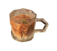 Juices 7Oz Glacier Texture Drinking Glass, Solid Clear Cups with Handle for Water Milk Juice Coffee Soda(Clear)