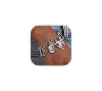 Juicfru Western Bracelet for Women, Boho Turquoise Bull Head Cowboy Heart Charm Bracelet, Cowgirl Accessories Turquoise Jewelry for Women