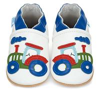 Juicy Bumbles Soft Leather Baby Shoes with Suede Soles - Toddler Shoes - Infant Shoes - Pre Walker Shoes - Crib Shoes, 12-18 Months, Tractor