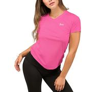 Juicy Couture 1PK Women's Short Sleeve V-Neck Athletic T-Shirts - Workout, Fitness, Yoga, Pilates, Gym Activewear- Solid JC Pink, M