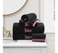 Juicy Couture Black/Hot Pink Neon Border Bath Towels 6-Piece 100% Cotton Bath Towel Set