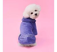 Juicy Couture Bling Velour Pet Hoodie - Royal Purple - M/L (7-12 lbs.) - Pet Hoodies for Small Dogs or Cats