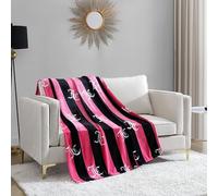 Juicy Couture Cabana Plush Hot Pink Striped 50"X70" Fuzzy Throw Blanket - Luxurious Microfiber Plush Blanket for Ultimate Comfort and Cozy Warmth