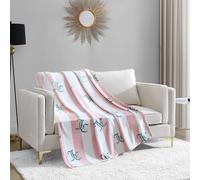 Juicy Couture Cabana Plush Pink Striped 50"X70" Fuzzy Throw Blanket - Luxurious Microfiber Plush Blanket for Ultimate Comfort and Cozy Warmth