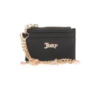 Juicy Couture Charm Card Case with Chain Wristlet, Black, Pebbled Finish, Gold Hardware, 4.25 x 3 Inches