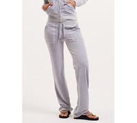 Juicy Couture Classic Velour Midi Rise Pocketed Trackpant, Silver, Size M, Women Ilver