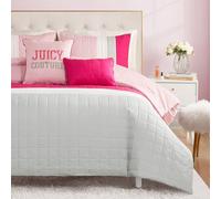 Juicy Couture Color Blocked King Striped 5-Piece Comforter Set - Pink/White/Grey Designer Bedding Set