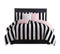 Juicy Couture Comforter Set, Polyester, Cabana Stripe Black/White, Queen