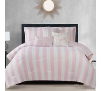 Juicy Couture Comforter Set, Polyester, Cabana Stripe Dogwood Pink/White, Queen/Full