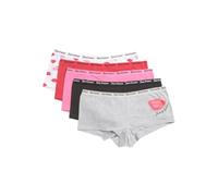 Juicy Couture Cotton Boyshorts for Women, Assorted Colors with Lips Print and Logo, 5 Pack, Large