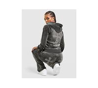 JUICY COUTURE Cross Wash Velour Hoodie - Black - Womens XS