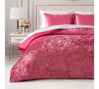 Juicy Couture Crushed Velvet Queen Comforter and Sham Set, 3-Piece Full/Queen Bedding Set - (1) 90"x90" Comforter and (2) 20"x26" Sham - Hot Pink