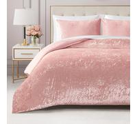 Juicy Couture Crushed Velvet Twin Comforter and Sham Set, 2-Piece Twin Bedding Set - (1) 68"x90" Comforter and (1) 20"x26" Sham - Pink