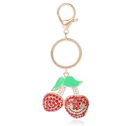 Juicy Couture Cute Key Chains for Women, Gold-Tone Logo Keychain with Clear Crystals, Juicy Gifts, Cherry Red, One Size