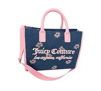 Juicy Couture Daisy For Juicy Tote Bag with Floral Print & Removable Strap, Denim Shoulder Purse for Women, 12.5x9.5 in, Denim/Light Pink, One Size