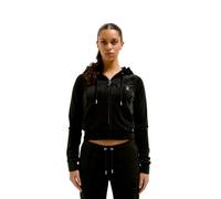 Juicy Couture Diamanté Velour Zip-Through Hoodie Black
