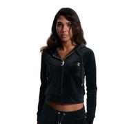 Juicy Couture Diamanté Velour Zip-Through Hoodie Black