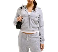 Juicy Couture Diamanté Velour Zip-Through Hoodie Silver Marl
