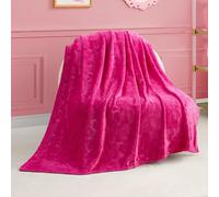 Juicy Couture Embossed Heart 127cm x 178cm Plush Blanket, Pink - Decorative Blankets for Sofas, Chair Bedspreads and Beds