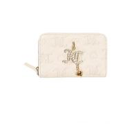 Juicy Couture Everything Nice Multi Compartment Bifold Wallet with Rhinestone JC Charm & Zip Coin Pocket, Compact Organizer Wallet for Women, 5x4 in (Soft White)