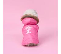 Juicy Couture Faux Fur Hooded Pet Jacket for Dogs and Cats - Hot Pink - Medium/Large