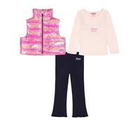 Juicy Couture Girls 3 Pc Puff Vest Pants Set, Pink/Ballet Slippers/Peacoat, 8-10