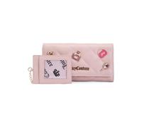 Juicy Couture Girls Only Flap Clutch Wallet, Pink Blush, Quilted Design with Embellished Front, 7.5x4 Inch