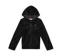 Juicy Couture Girls' Plush Velour Pant and Hoodie Sweatshirt Seperates, Deep Black/Studs, 7