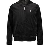 Juicy Couture Girls' Plush Velour Pant and Hoodie Sweatshirt Seperates Hooded, Deep Black/Full Zip, 7