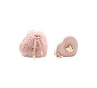 Juicy Couture Glamour Gang Plush Drawstring & Heart Micro Bags Blush Pink | Gold-Tone Hardware, Zip & Drawstring Closure, Pebbled Finish Heart Pouch, 2-Piece Set, Pink Faux Fur