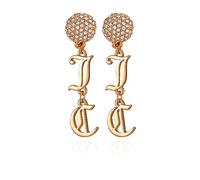 Juicy Couture Goldtone Pave Crystal Glass Stone Ball Stud and J & C Logo Dangle Earrings