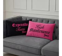 Juicy Couture High Maintenance/Expensive Taste Reversible 14" x 24" Decorative Pillow, Hot Pink/Black