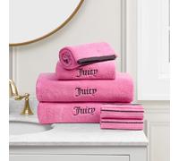 Juicy Couture Hot Pink Pink/Black Border Bath Towels 6-Piece 100% Cotton Bath Towel Set