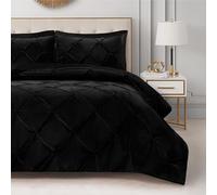 Juicy Couture Kiss Pleat Plush Micromink Black King Comforter Set - Cozy 3 Piece Bedding Ensemble