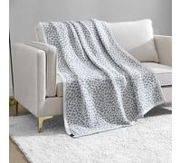 Juicy Couture Leopard Jacquard Throw Blanket - Grey Animal Print 50"X70" Cozy Plush Blanket