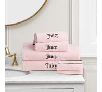 Juicy Couture Light Pink/Black Border Bath Towels 6-Piece 100% Cotton Bath Towel Set