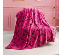 Juicy Couture Logo Crown 127 x 177 cm Plush Blanket, Hot Pink - Decorative Blankets for Sofas, Throws for Chairs and Beds