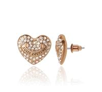 Juicy Couture Logo Heart Stud Earrings for Women with Stone Embellishments, Rhodium or Gold-Tone Heart Earrings, Juicy Gifts, Metal, clear stone