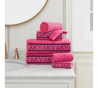 Juicy Couture Luxurious Plush Stripe 6-Piece Set - Hot Pink 100% Cotton Bath Towel Set - Soft and Stylish Towel Set for Ultimate Comfort and Elegance