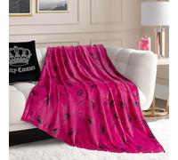 Juicy Couture Luxurious Throw Blanket for Couch - 50” x 70” Inches - Crown Royal Blanket - Plush & Cozy Throw Blanket - Decorative Blankets for Sofas, Throws for Chairs, and Beds - Hot Pink