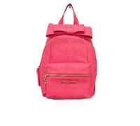 Juicy Couture Miss Bow Mini Backpack, Pink Flash Faux Leather Backpack with Embossed Logo & Front Zip Pocket