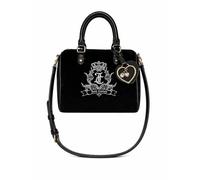 Juicy Couture Need More Juicy Satchel, Gold Hardware, Adjustable Crossbody Strap, Top Handle, 9.5x8.5 Inch (Black Velvet)