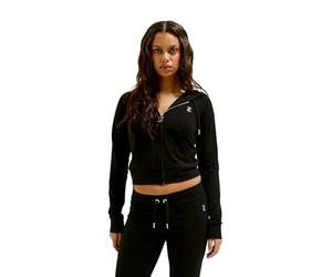 Juicy Couture Oola Hoodie Kapuzensweatjacke, Jersey Sweatjacke mit Kapuze und Reißverschluss in Verschiedenen Farben Women's Hooded Sweatshirt, Black, L